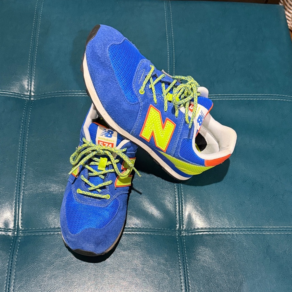 Blue and Green New Balance Sneakers